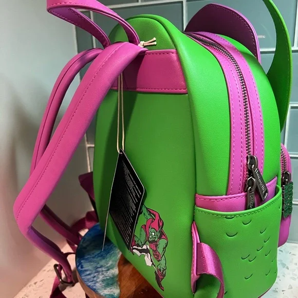Loungefly NWT Marvel Amazing Spider-Man Green Goblin Green Purple Backpack - Picture 6 of 11